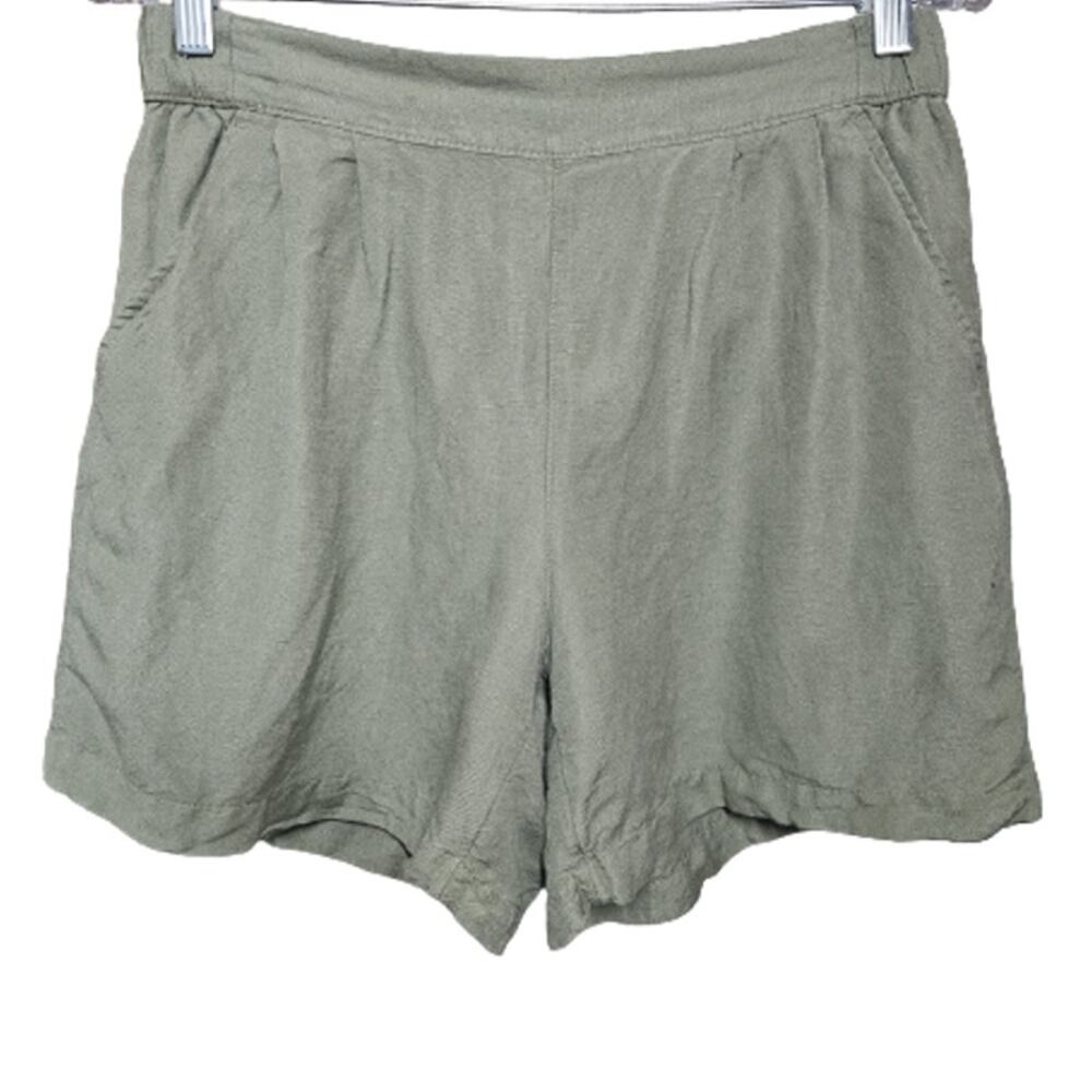 Green Linen Blend Loose Summer Shorts Size Small